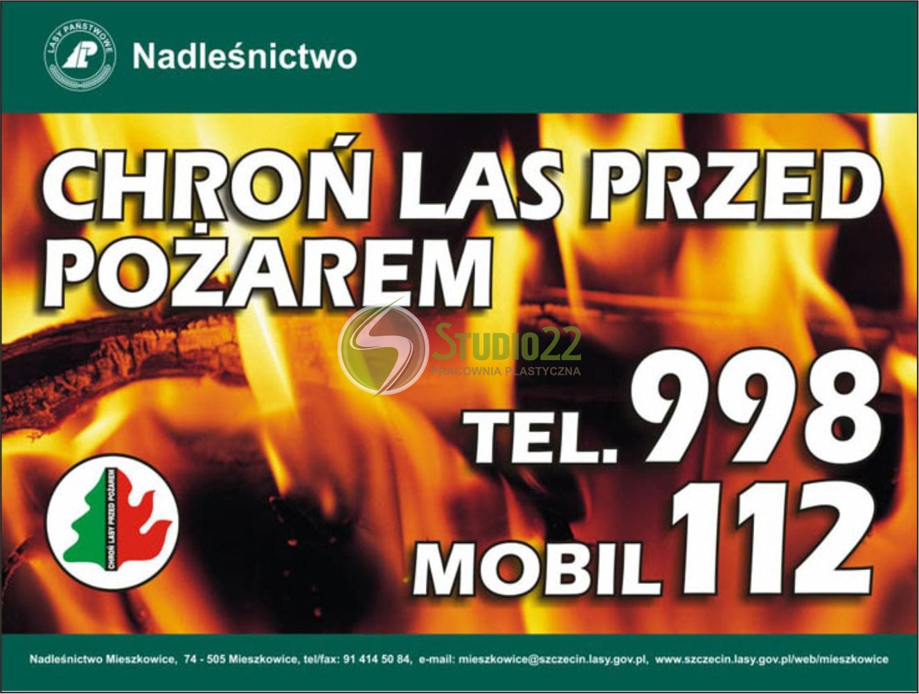 Tablica przeciwpożarowa - Chroń las przed pożarem