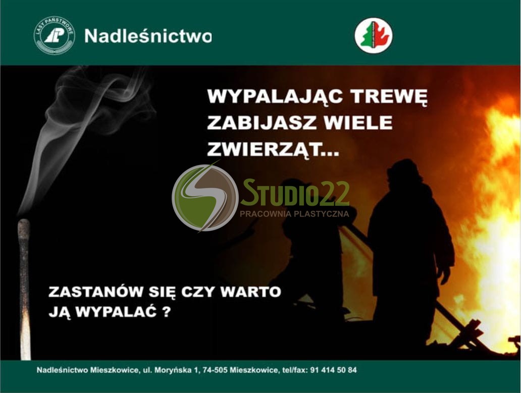 Tablica przeciwpożarowa - Wypalając trawę zabijasz